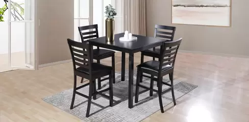 Oferta de Comedor Alto Rigel con 4 Sillas Negro por $12899 en Muebles Dico