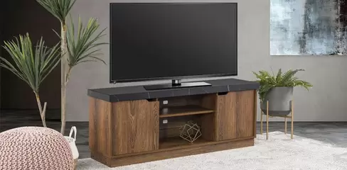 Oferta de Mueble de TV Leiden Café con Negro por $6499 en Muebles Dico