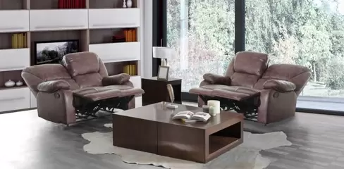 Oferta de Juego de Dos Sofá 2 Plazas Reclinable Valentina Café por $33998 en Muebles Dico