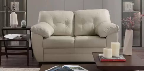 Oferta de Sofá 2 Plazas de Piel Derby Confort Beige por $16899 en Muebles Dico