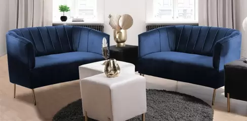 Oferta de Sala de Dos Sofás 2 Plazas Obi Azul por $21998 en Muebles Dico