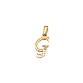 Oferta de Dije diseño especial motivo letra G con circonias en oro amarillo 14 kilates. por $1209 en Nacional Monte de Piedad