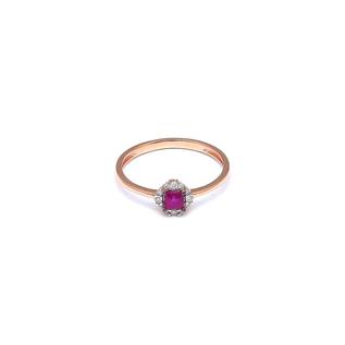 Oferta de Anillo diseño especial con diamantes y rubí en oro rosa 14 kilates. por $10310 en Nacional Monte de Piedad