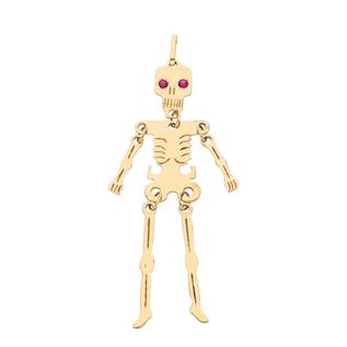 Oferta de Dije articulado motivo esqueleto con sintéticos en oro amarillo 14 kilates. por $20719 en Nacional Monte de Piedad