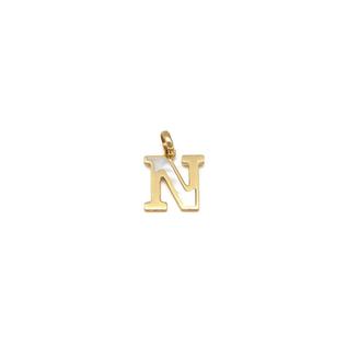 Oferta de Dije diseño especial motivo letra N con madre perla en oro amarillo 14 kilates. por $1115 en Nacional Monte de Piedad