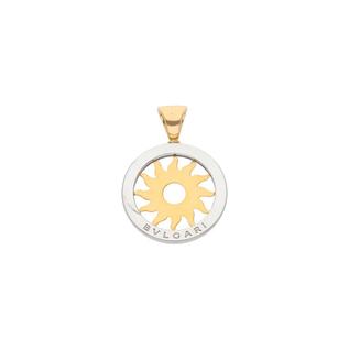 Oferta de Dije diseño especial motivo sol firma Bvlgari en acero y oro amarillo 18 kilates. por $19599 en Nacional Monte de Piedad