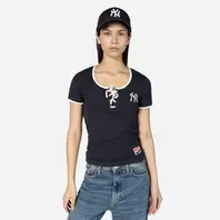 Oferta de Playera Manga Corta New York Yankees MLB Throwback Navy para Mujer por $799 en New Era