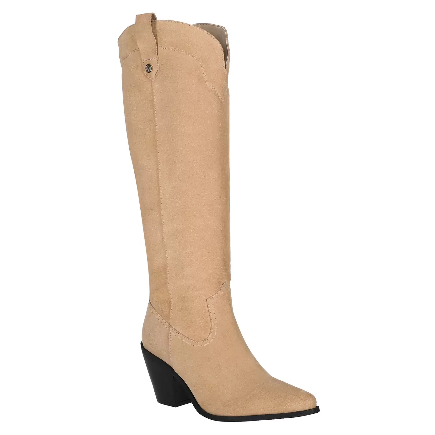 Oferta de Bota Alta Nancy Piel Acabado Gamuza Beige Westies por $1549 en Nine West