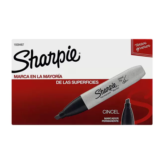 Oferta de Marcadores Permanentes Sharpie Cincel Negro 12 piezas por $120 en OfficeMax