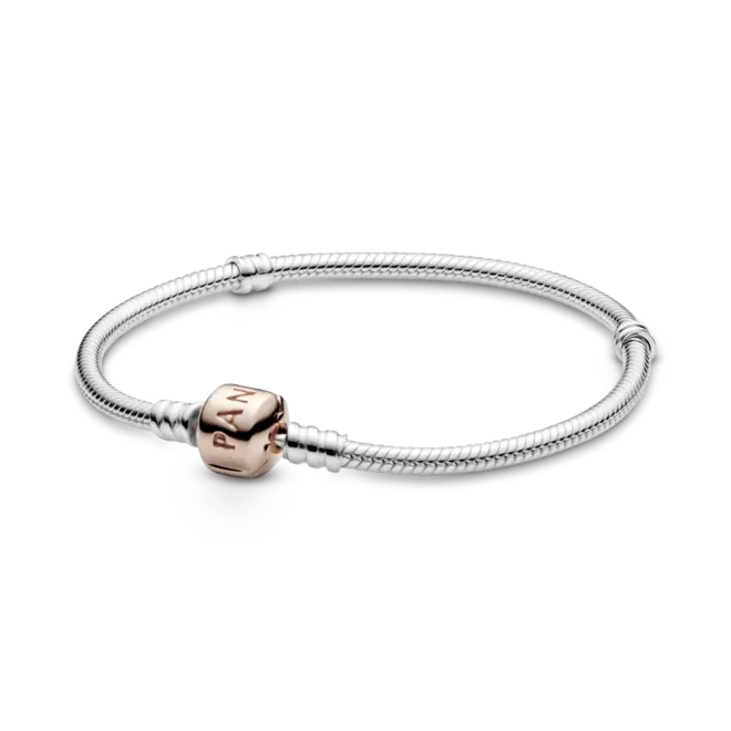 Oferta de Brazalete cadena de serpiente cierre Pandora Moments en Recubrimiento en Oro Rosa de 14k por $2290 en Pandora