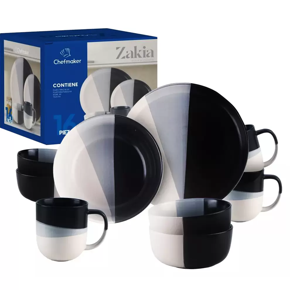 Oferta de Vajilla De Cerámica 16 Piezas 4 personas Moderna Multicolor Chefmaker Zakia por $1999 en Sanborns