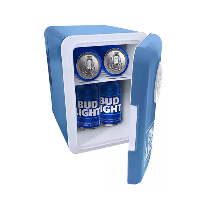 Oferta de Mini Refri Bud Light con bocina Bluetooth Azul por $1655 en Sanborns