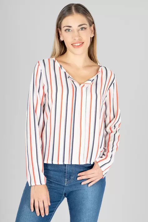 Oferta de Blusa manga larga de rayas por $99 en Santory