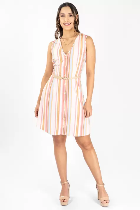 Oferta de Vestido sin mangas y cinturón por $171 en Santory