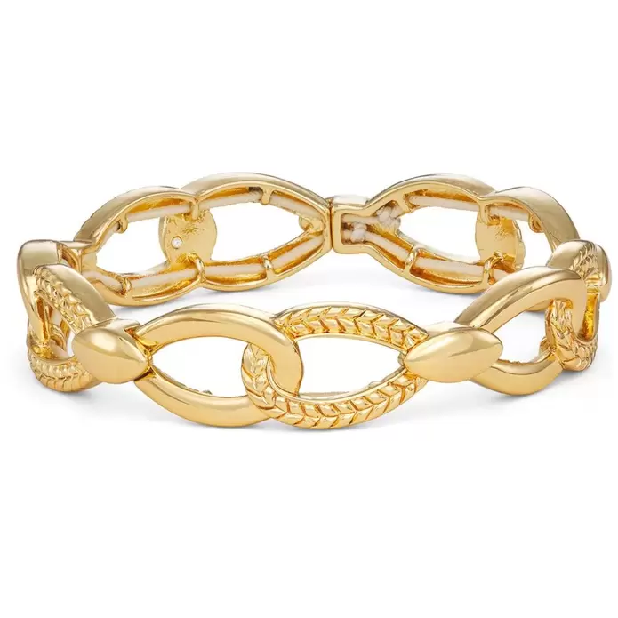 Oferta de Pulsera Color Dorado Tipo Sencilla Strech con Detalles Tipo Cadena Entrelazada por $269 en Sears