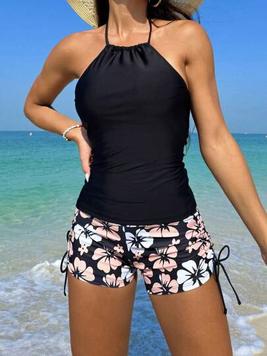 Oferta de Bikini Cami De Chaleco Con Estampado Floral Para Mujeres por $201.6 en SHEIN