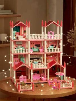 Oferta de Casa de muñecas, casa de ensueño para niñas Kit de casa de muñecas de bricolaje - Casa de juegos de 4 pisos y 14 habitaciones con 4 muñecas, figuras de juguete, muebles y accesorios, juguete de reg... por $292 en SHEIN