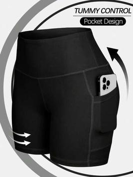 Oferta de Pantalones cortos deportivos de tres cuartos con bolsillo para mujer por $127 en SHEIN