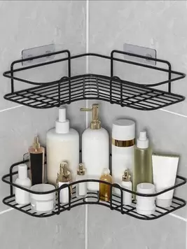 Oferta de 1 pieza Estante de baño, soporte de ducha para baño y cocina, estante de almacenamiento triangular sin perforaciones para baño, estante de almacenamiento sin perforaciones para baño por $14.3 en SHEIN