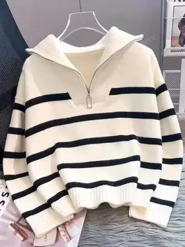 Oferta de Nuevo suéter a rayas de cuello redondo a juego de otoño/invierno para mujer, diseño elegante y sencillo de jersey por $414.12 en SHEIN