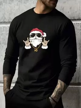 Oferta de Hombres Camiseta con estampado de Papá Noel de Navidad por $125.28 en SHEIN