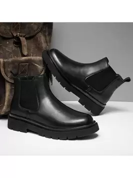 Oferta de Estilo con sudaderas, botas de tobillo Chelsea para hombres, botas altas negras versátiles, transpirables y con bolsillos, botas de moto de tendencia para exteriores con suela antideslizante por $462 en SHEIN