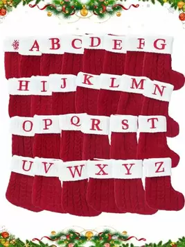 Oferta de 1 pieza Calcetín navideño de punto rojo de 7 pulgadas, pequeño calcetín navideño colgante con letras inglesas y copos de nieve para decoración de fiesta de Navidad 2025, suministros de favores de f... por $28.81 en SHEIN