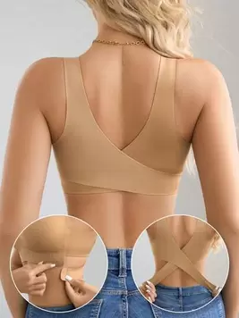 Oferta de NudeFit 1 pieza Sujetador bandeau sin acolchado, elegante, transpirable y cómodo con cierre delantero y diseño cruzado en la espalda, sujetador deportivo con push up por $104 en SHEIN