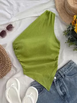 Oferta de SHEIN WYWH Blusa asimétrica del cuello para mujer para vacaciones de verano por $112.8 en SHEIN