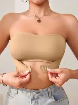 Oferta de 1 pieza Sujetador tubo de una sola capa con botones delanteros inalámbrico para mujeres por $95.68 en SHEIN