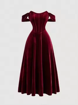 Oferta de SHEIN MOD Vestido de un hombro de talla grande con diseño de espina de pescado falso en color rojo romántico, vestido de cena, vestido de fiesta, vestido de graduación, vestido burdeos largo, vesti... por $267.94 en SHEIN