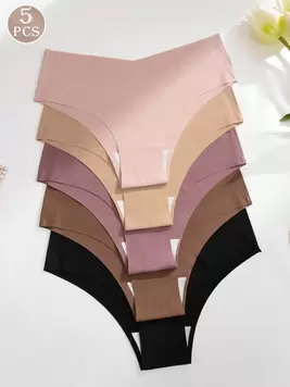 Oferta de 5 piezas de ropa interior femenina sin costuras, braga invisible cómoda y amigable con la piel, sexy tipo hipster para deportes por $108.8 en SHEIN