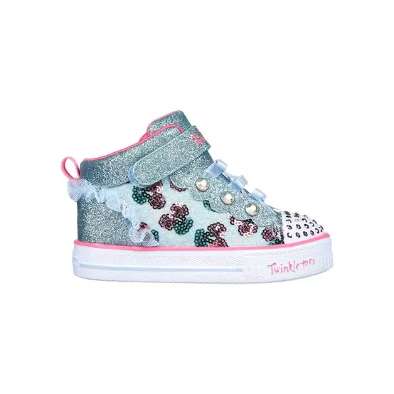 Oferta de Tenis Tipo Bota Skechers Twinkle Toes: Shuffle Lite - Fruity Shines Color Azul Rosa Para Niña por $1 en Skechers