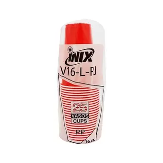 Oferta de Vaso Inix Desechable #16 Rojo Con 25 - Inix por $27.3 en Surti Tienda