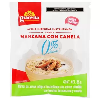 Oferta de Avena Granvita Instantanea Sin Azúcar Manzana 30grs - Granvita por $5.5 en Surti Tienda