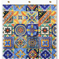 Oferta de Loneta Faraón Mosaico de Colores Rústico por $139.99 en Telas Junco