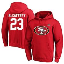 Oferta de Fanatics Branded Christian McCaffrey Scarlet San Francisco 49ers Super Bowl LVIII Sudadera con capucha de forro polar con nombre y número de jugador grande y alto por $1541 en Tienda NFL
