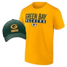 Oferta de Paquete combinado de camiseta y gorro ajustable de los Green Bay Packers dorado/verde de Fanatics Branded para hombre por $642 en Tienda NFL