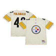 Oferta de Camiseta Mitchell & Ness Troy Polamalu color crema Pittsburgh Steelers Chainstitch Legacy para hombre por $2997 en Tienda NFL