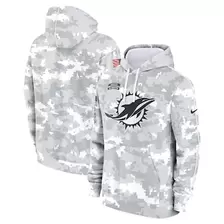 Oferta de Sudadera con capucha de polar Nike Arctic Camo Miami Dolphins 2024 Salute to Service Club para hombre por $99.99 en Tienda NFL