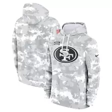 Oferta de Sudadera con capucha de polar Nike Arctic Camo San Francisco 49ers 2024 Salute to Service Club para hombre por $99.99 en Tienda NFL