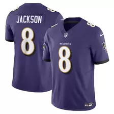 Oferta de Hombre Nike Lamar Jackson Púrpura Baltimore Ravens Vapor F.U.S.E. Camiseta limitada por $174.99 en Tienda NFL