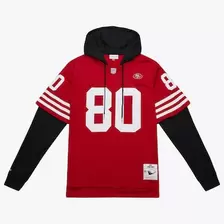 Oferta de Jersey Legacy para hombre con capucha y nombre y número de jugador de los San Francisco 49ers de Jerry Rice de Mitchell & Ness por $199.99 en Tienda NFL