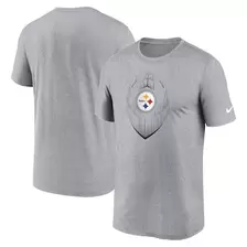 Oferta de Camiseta de rendimiento Nike gris jaspeado Pittsburgh Steelers Primetime Legend Icon para hombre por $39.99 en Tienda NFL