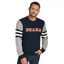 Oferta de Sudadera con cuello redondo de acrílico de los Chicago Bears de Tommy Hilfiger para hombre en azul marino y gris jaspeado por $79.99 en Tienda NFL