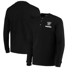 Oferta de Dunbrooke Black Las Vegas Raiders Logo Maverick Thermal Henley Camiseta de manga larga para hombre por $54.99 en Tienda NFL