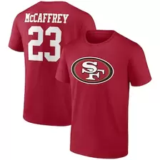 Oferta de Camiseta Fanatics Christian McCaffrey Scarlet San Francisco 49ers con nombre y número del icono del jugador para hombre por $34.99 en Tienda NFL