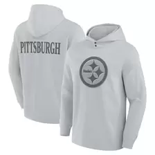 Oferta de Camiseta con capucha de manga larga Fanatics gris de los Pittsburgh Steelers Elements Blaze Tri-Blend para hombre por $79.99 en Tienda NFL