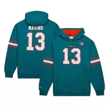 Oferta de Sudadera con capucha Mitchell & Ness Dan Marino Aqua con nombre y número de jugador retirado de los Miami Dolphins para hombre por $2521 en Tienda NFL