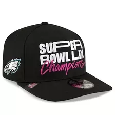 Oferta de Gorra snapback New Era 9FIFTY con marco en A y logo de los Philadelphia Eagles Super Bowl LIX Champions Parade para hombre, color negro por $38.99 en Tienda NFL